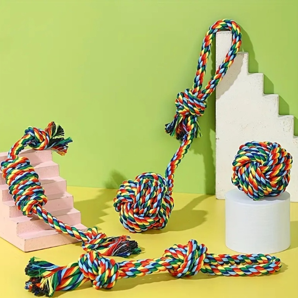 Colorful Rope Dog Toys Set - Picture 3 of 4